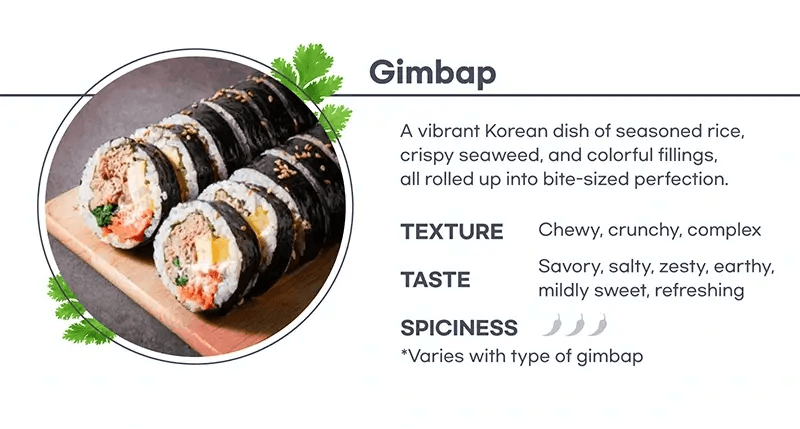 Colorful gimbap, Korean rice rolls with a mix of vegetables, egg, and beef, served as a healthy and satisfying snack.
