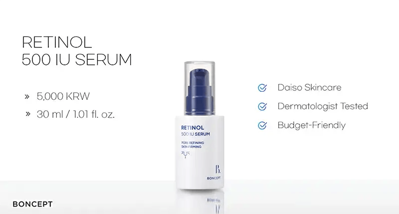 BONCEPT Retinol 500IU Serum, 30ml, priced at 5,000 KRW.
