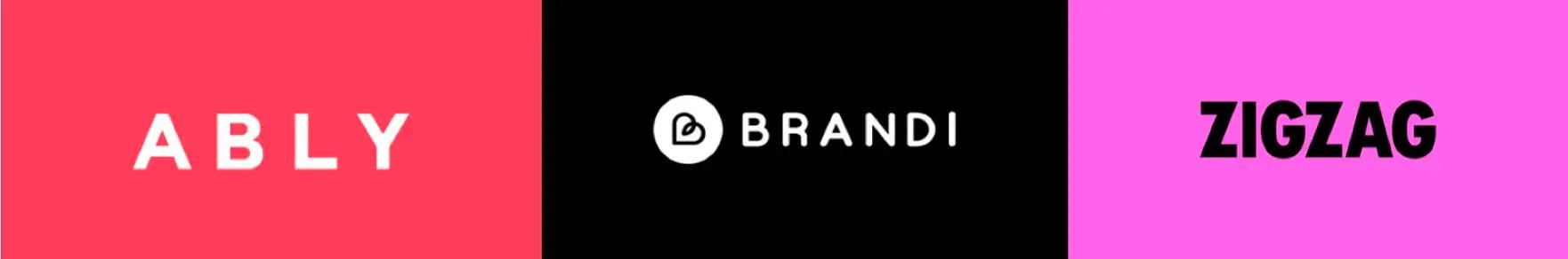 Brand logos of ABLY, BRANDI, and ZIGZAG