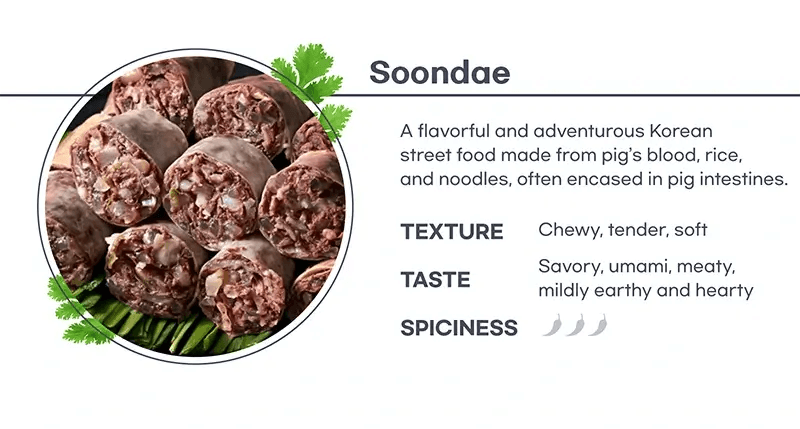 Traditional Korean soondae, blood sausage filled with rice and noodles, a beloved dish in Korean cuisine.