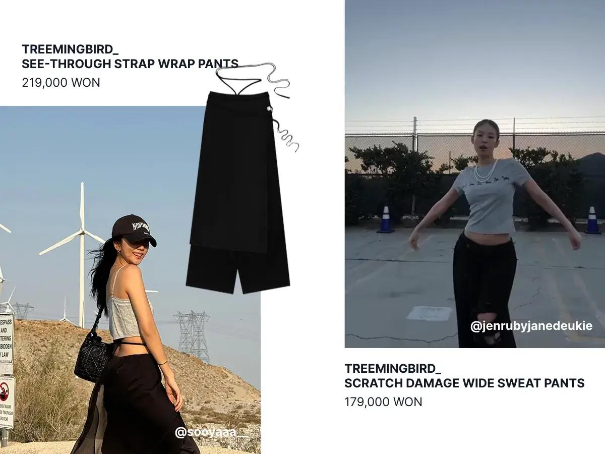 Blackpink’s Jisoo and Jennie on Instagram wearing stylish pants from a Korean female clothing brand