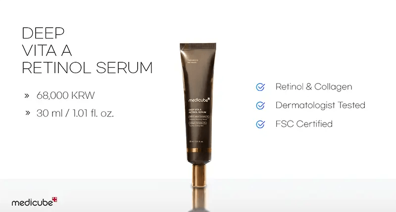 MEDICUBE Deep Vita A Retinol Serum, 30ml, priced at 68,000 KRW.