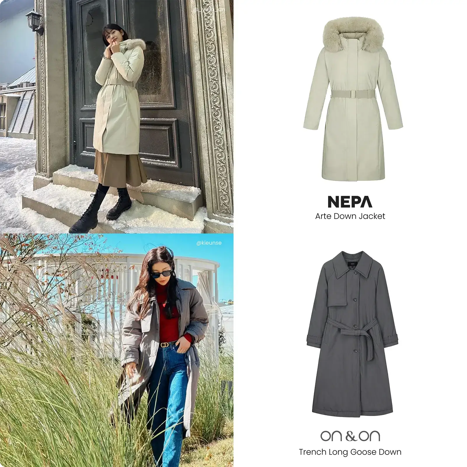 Korean down coats from Nepa and On & On