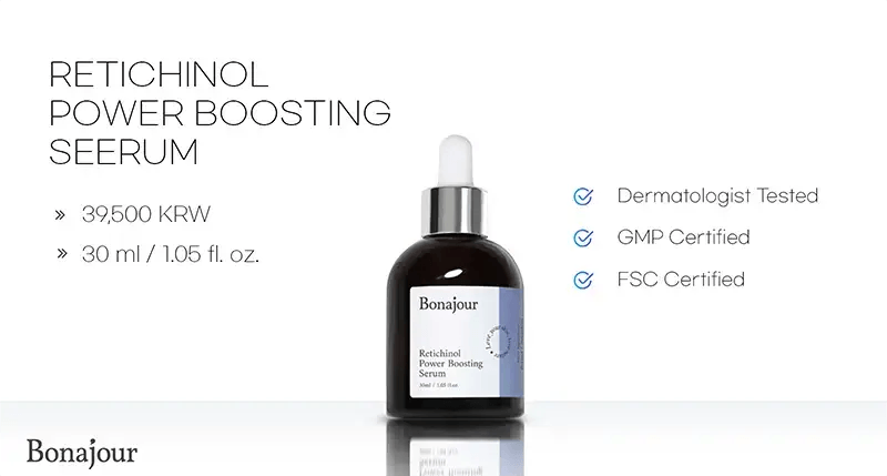 BONAJOUR Retichinol Power Boosting Serum, 30ml, priced at 39,500 KRW.