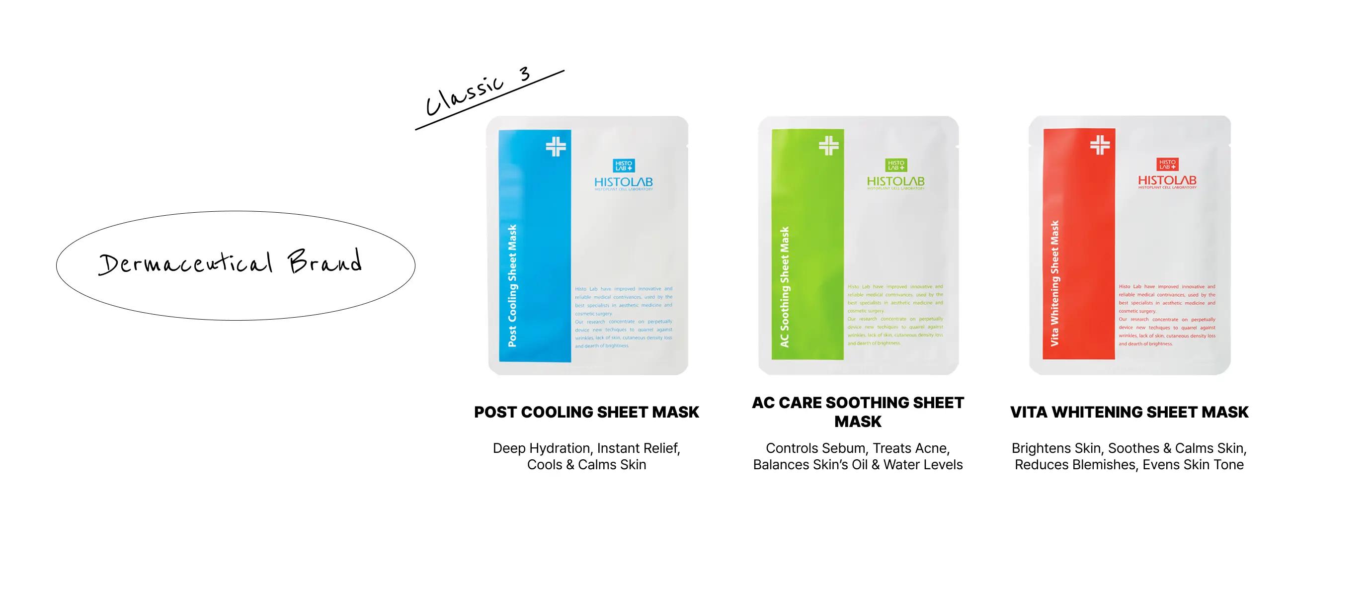 Histolab sheet masks - 3 classic types